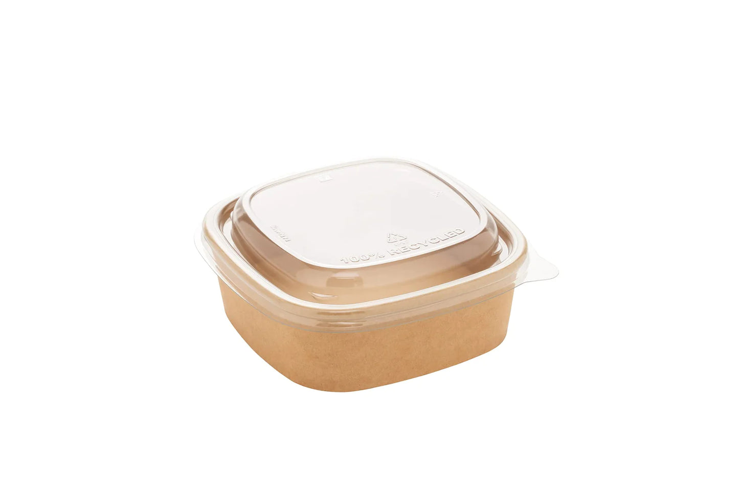 Salat-Schalen, Karton, 400ml inkl. rPET-Deckel eckig, 130x130x43mm, 300 Stück