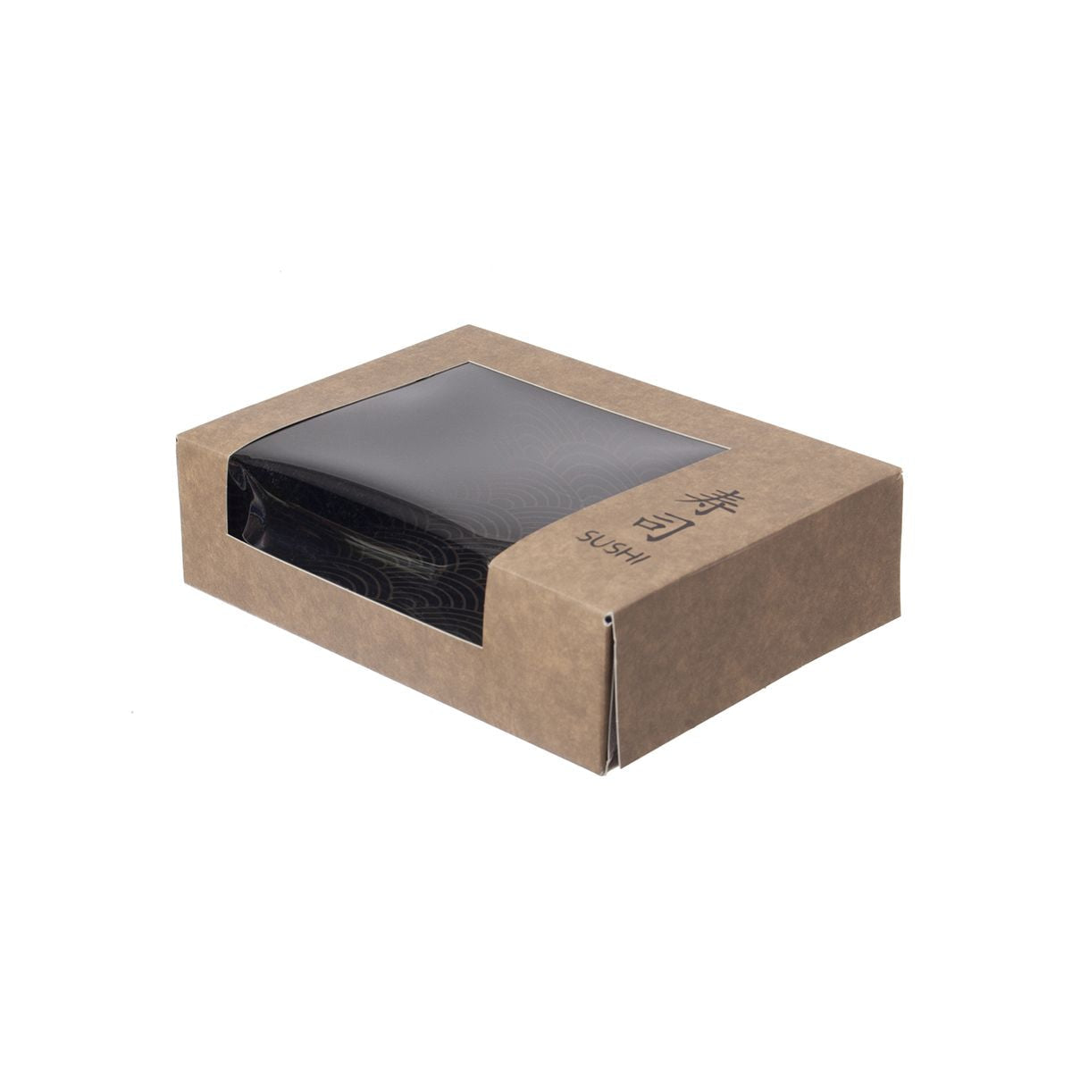 Sushibox aus brauner Pappe glänzen durch ein nachhaltiges und modernes Design 300 Stück 18,5x13x5 cm Pappe + Seitenfenster M