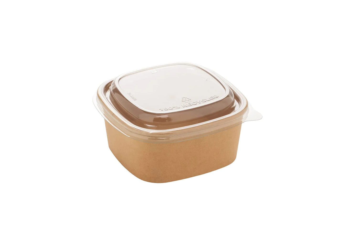 Salat-Schalen, Karton, 600ml inkl. rPET-Deckel eckig, 130x130x56mm, 300 Stück