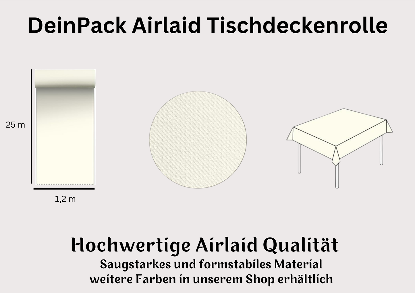 Airlaid Tischtuchrolle 25m x 1,20m
