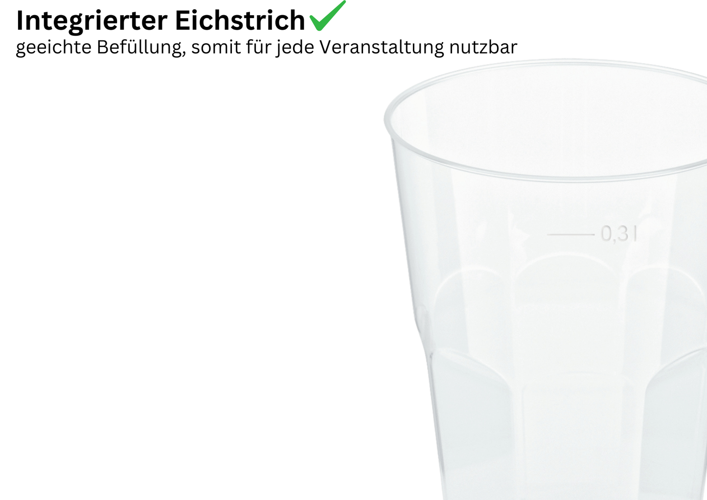 Cocktail Mehrwegbecher PP transparent, leichter Mehrweg-Trinkbecher, Hartplastik - 0,3l