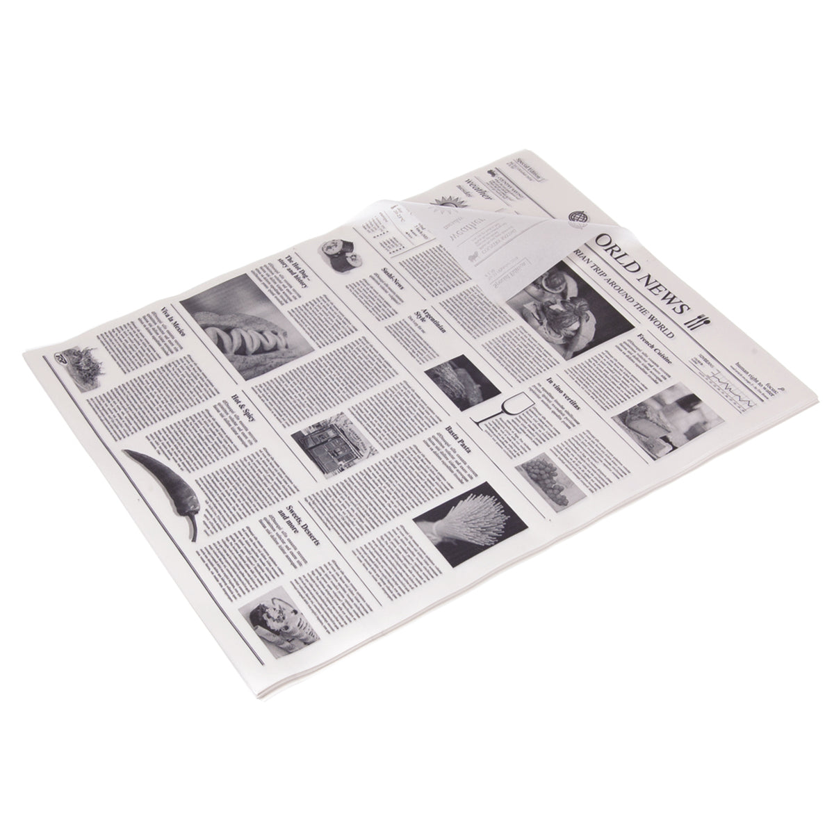 DeinPack Einschlagpapier Pergamentersatz Fettdicht I 100% biologisch abbaubarer, kompostierbares Einpackpapier I 50 Stück Verpackungspapier Zuschnitte 38 x 50 cm Zeitungsmotiv weiß