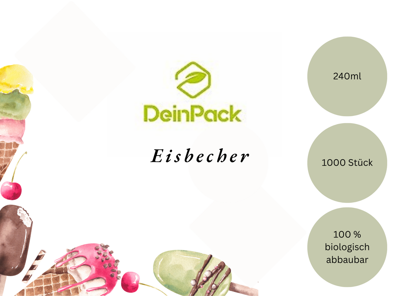 DeinPack Umweltfreundliche Universal Karton mit PLA Innenbeschichtung Einwegschalen für EIS, Dessert, Fingerfood, Vorspeisen, Snacks I 50 Stück Speisebecher braun unbedruckt 360 ml / 12 oz I runde Einwegbecher kompostierbar