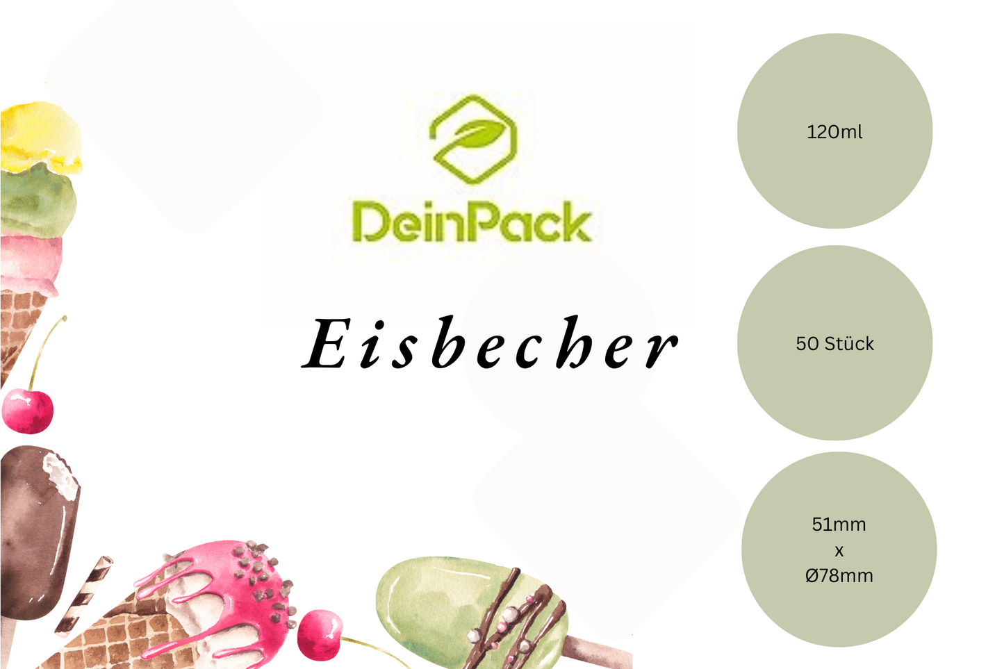 Eisbecher Papp-Becher, 120ml, Pappe-schwarz, Ø78x51mm, 50 Stück