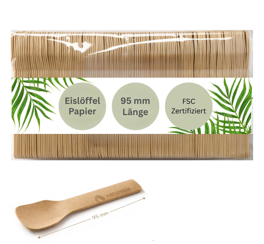 Einweg Eislöffel Papier 9,5 cm – stabil, geschmacksneutral