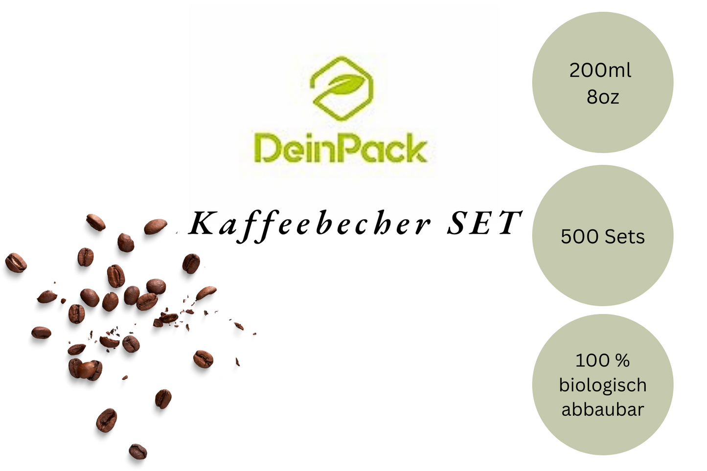 Kaffeebecher 200ml mit Bagasse Deckel