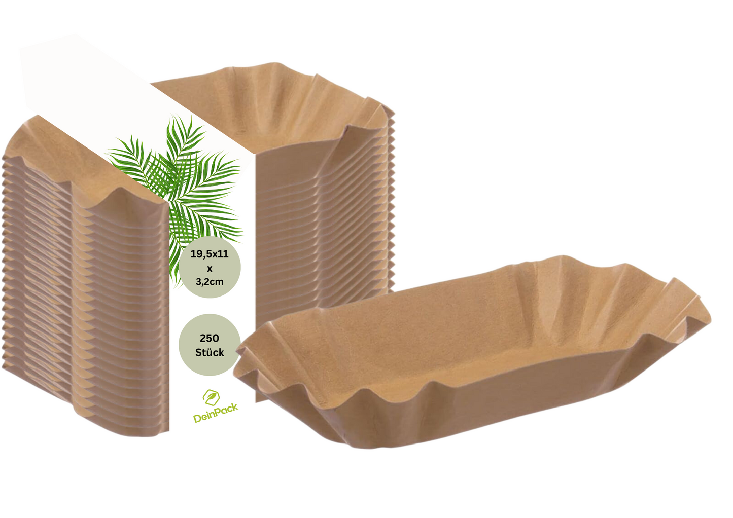 Pappschüsseln Bio Braun | 195x110x32mm 250 Stück