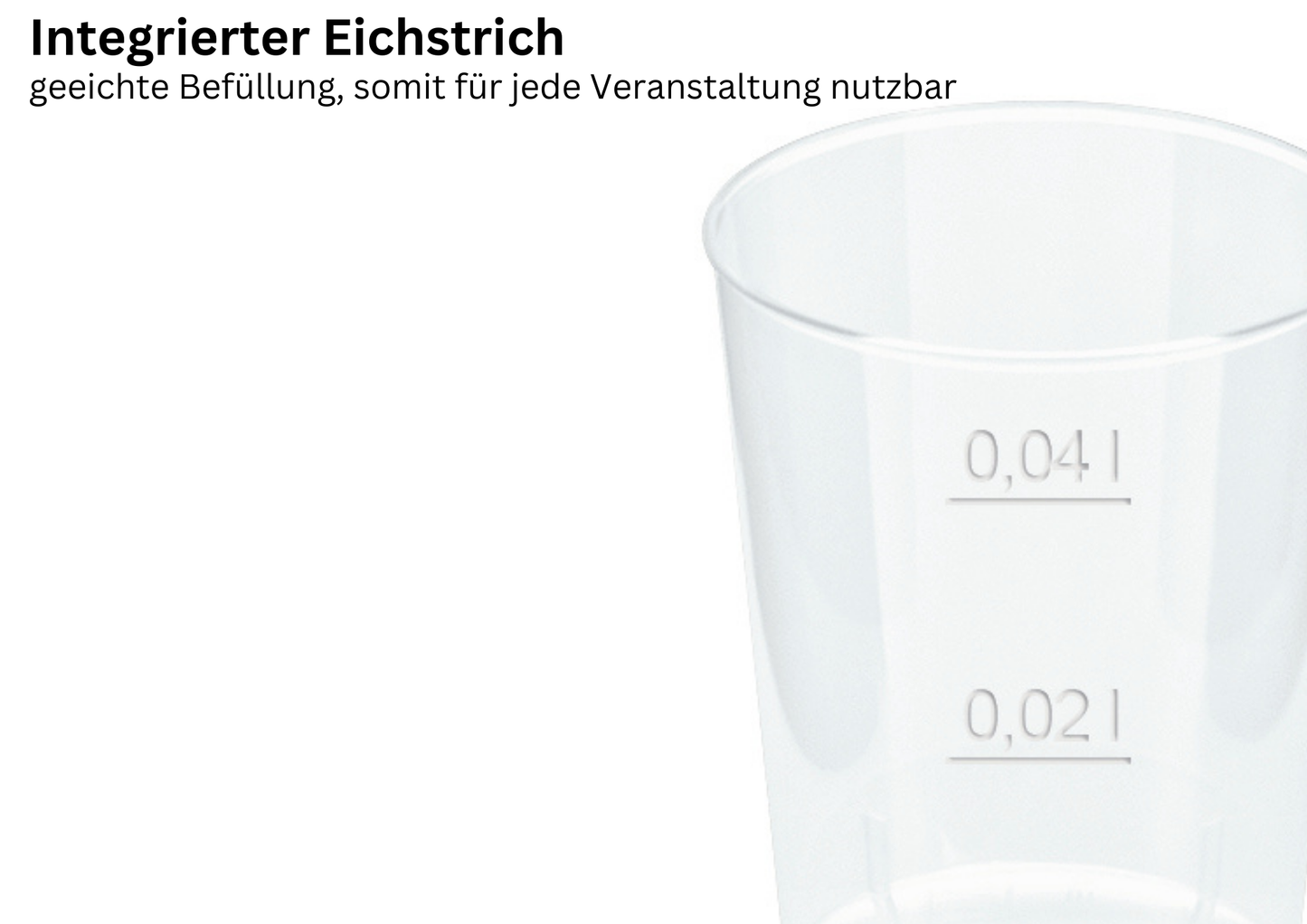 Mehrweg-Schnapsglas, 2 cl und 4 cl, Plastikbecher glasklar für Shots & Party-Drinks