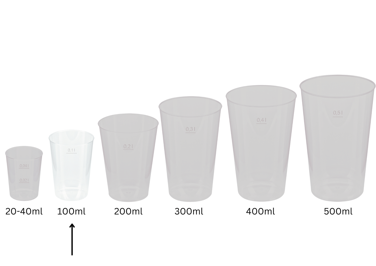 Mehrwegbecher PP transparent, leichter Mehrweg-Trinkbecher, Hartplastik - 0,1l