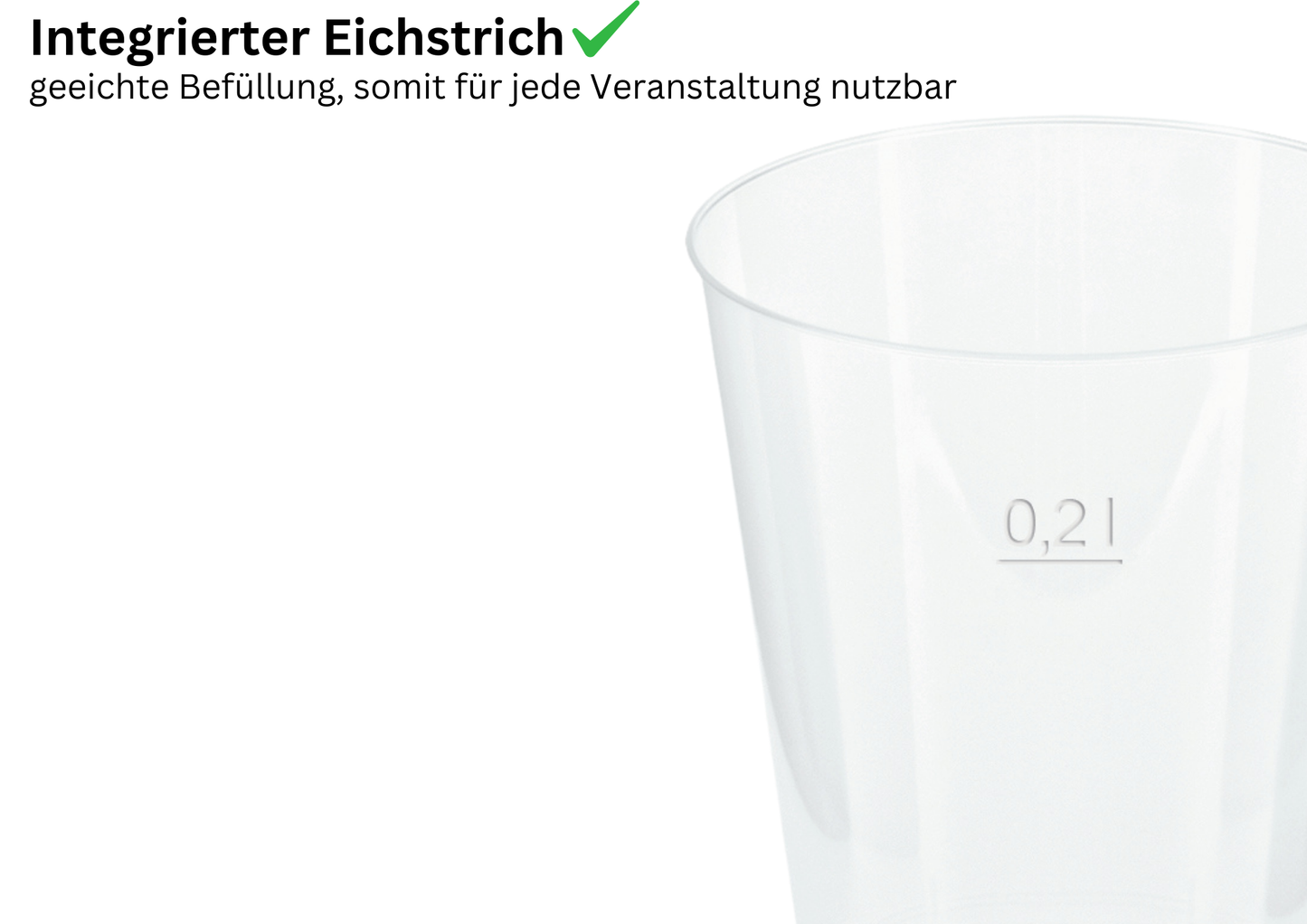Mehrwegbecher PP transparent, leichter Mehrweg-Trinkbecher, Hartplastik - 0,2l