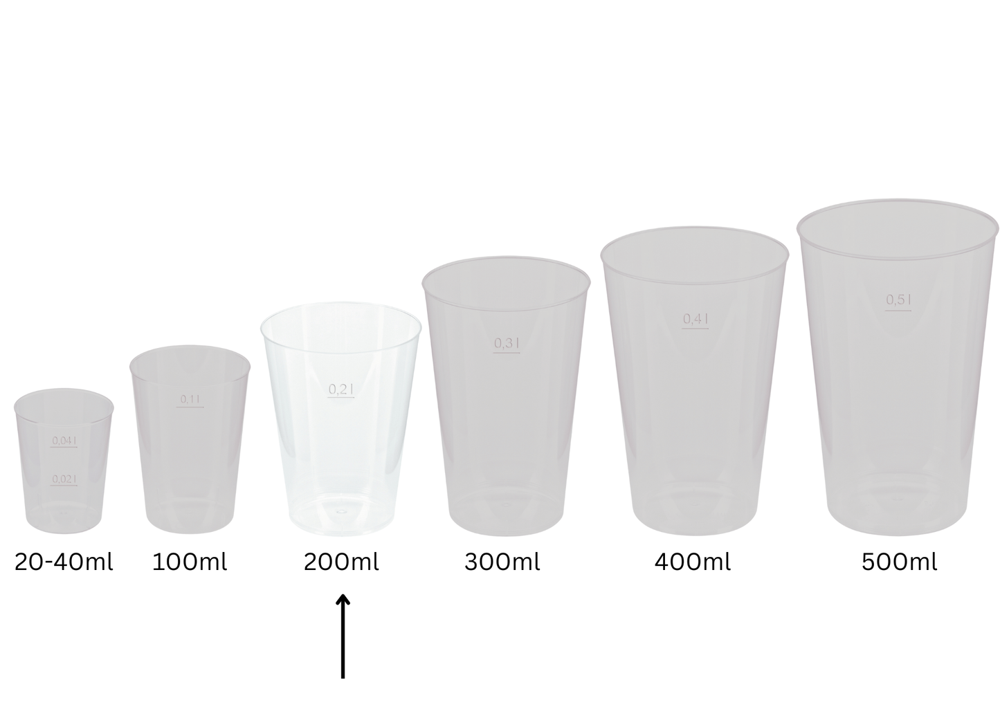 Mehrwegbecher PP transparent, leichter Mehrweg-Trinkbecher, Hartplastik - 0,2l