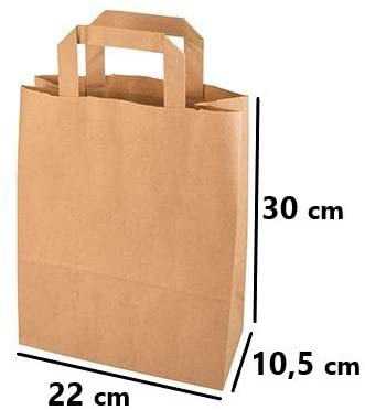 DeinPack Umweltschonende Papier Tragetaschen 50 Stück 22 x 10,5 x 30 cm