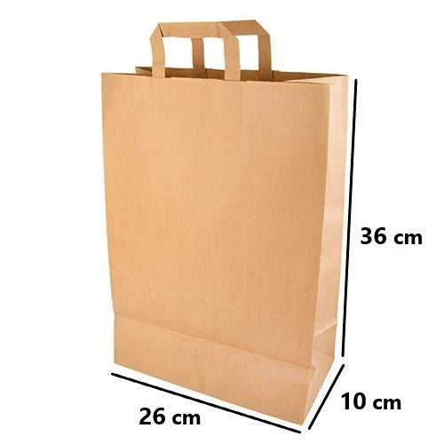 Umweltschonende Papier Tragetaschen 250 Stück 26 x 10 x 36 cm