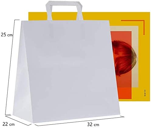 DeinPack 250 x Papier Tragetaschen weiß 32 x 22 x 25 cm