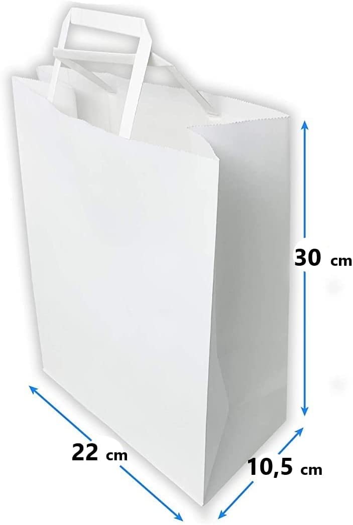 DeinPack 50 x Papier Tragetaschen weiß 22 x 10,5 x 30 cm