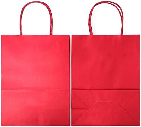 Papiertüten mit Henkel Rot 25 Stück 18 x 8 x 24 cm