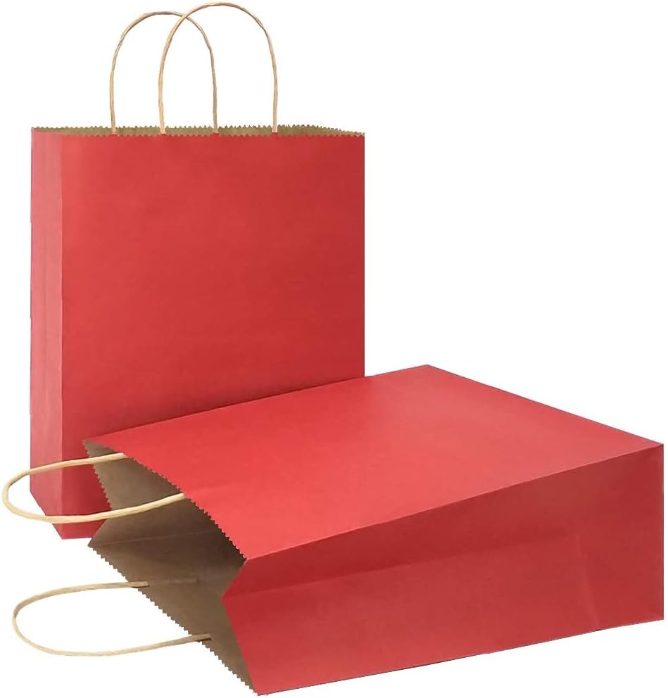 Papiertüten mit Henkel Rot 25 Stück 32 x 12 x 41 cm