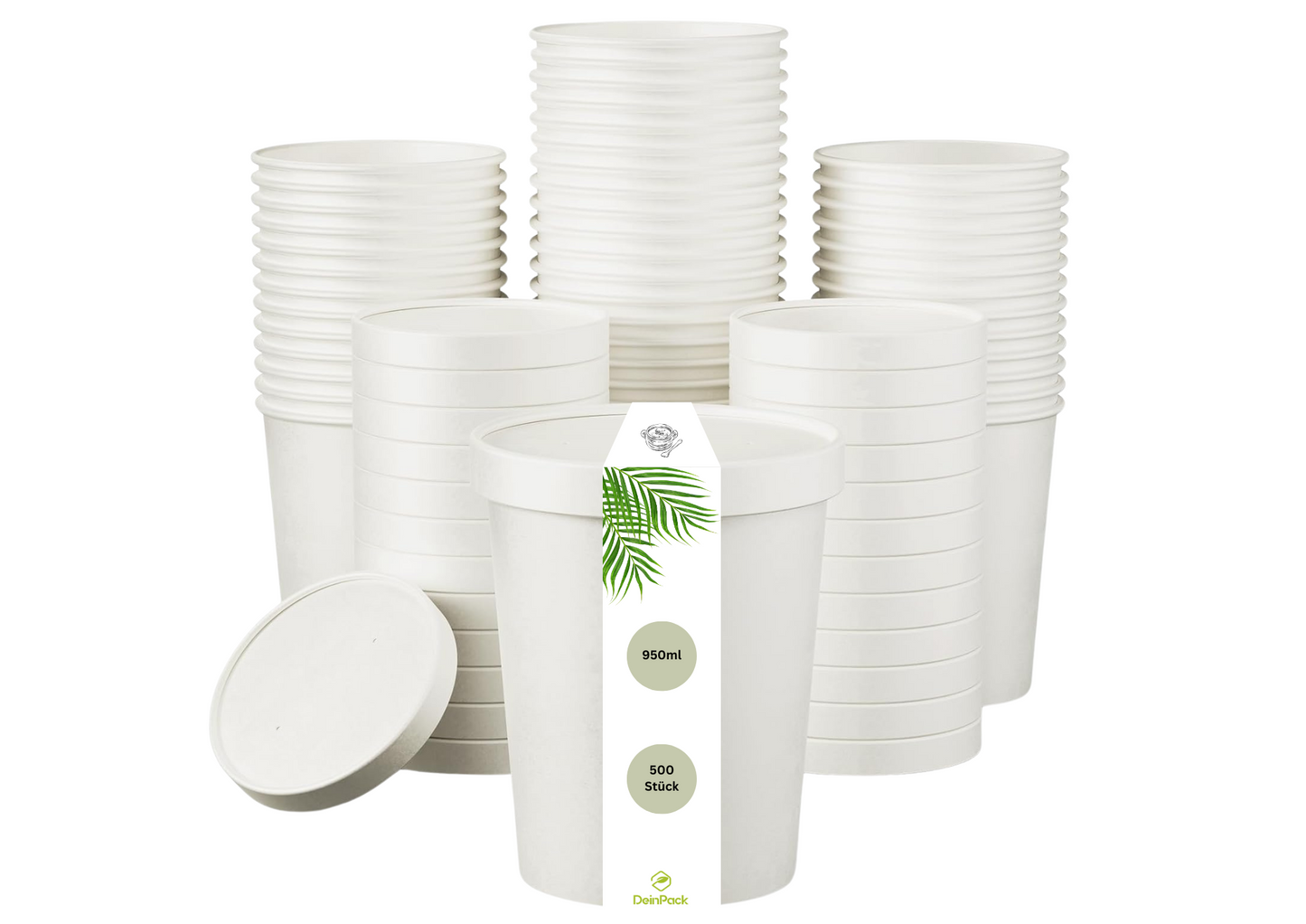 Suppenbecher to Go mit Deckel weiß | Einwegbecher | div. Größen