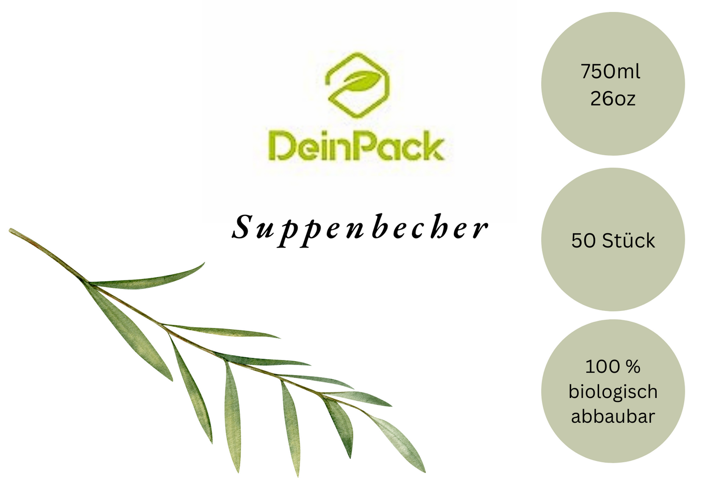 Suppenbecher 750ml, 26oz inkl. Papp-Deckel, Kraftpapier, Ø118x108mm, 50 Stück/Set