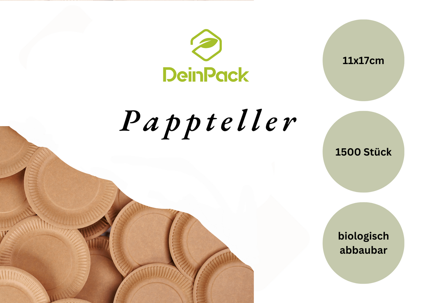 Pappteller rechteckig 11x17cm Frischfaser Braun 1500 Stück