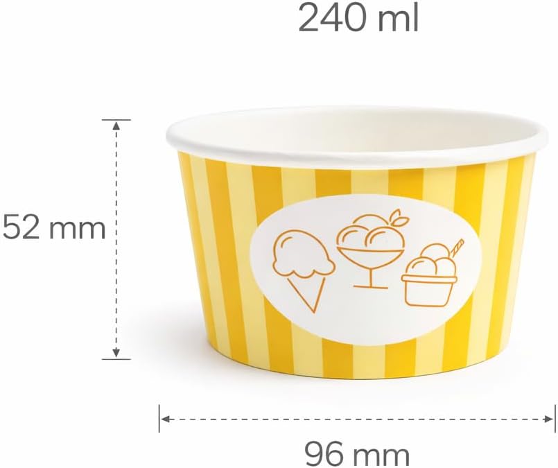 Eisbecher bunt gestreift aus Kraftpapier – 120 ml / 180 ml / 240 ml