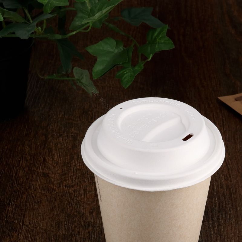 DeinPack Bagasse Coffee to Go Deckel für Trinkbecher Ø 80mm I 50 Deckel
