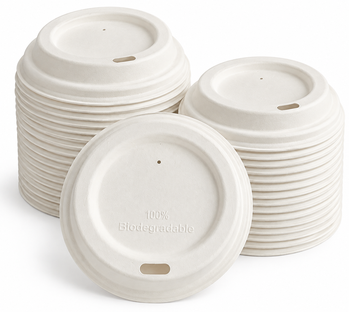 Bagasse Deckel Ø80 & Ø90 mm – Kaffeebecher Deckel weiß