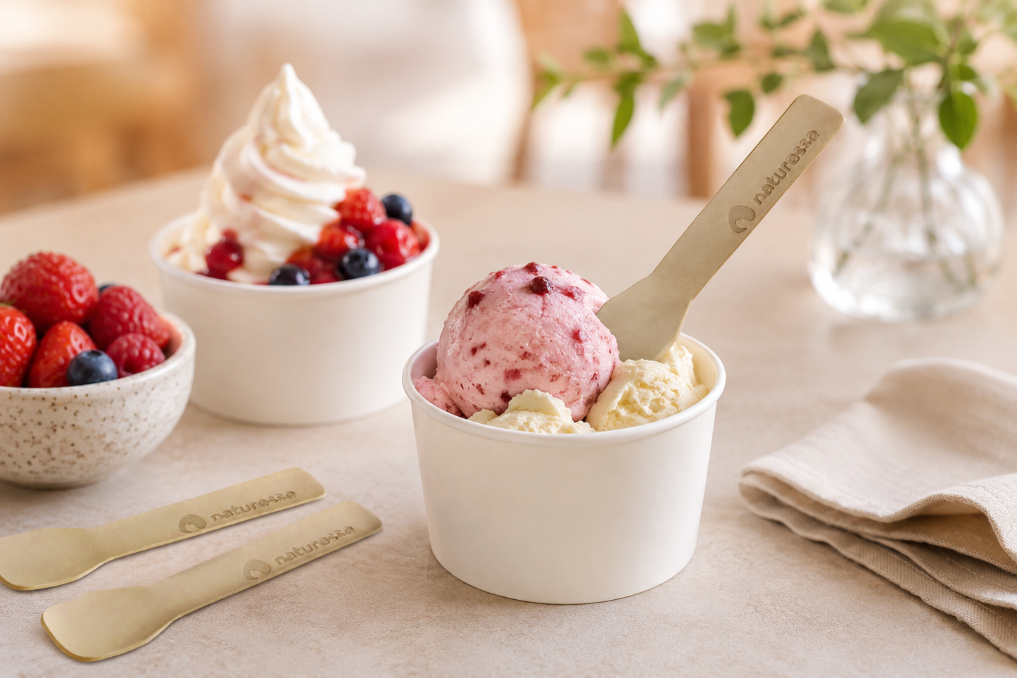 Einweg Eislöffel Papier 9,5 cm – stabil, geschmacksneutral