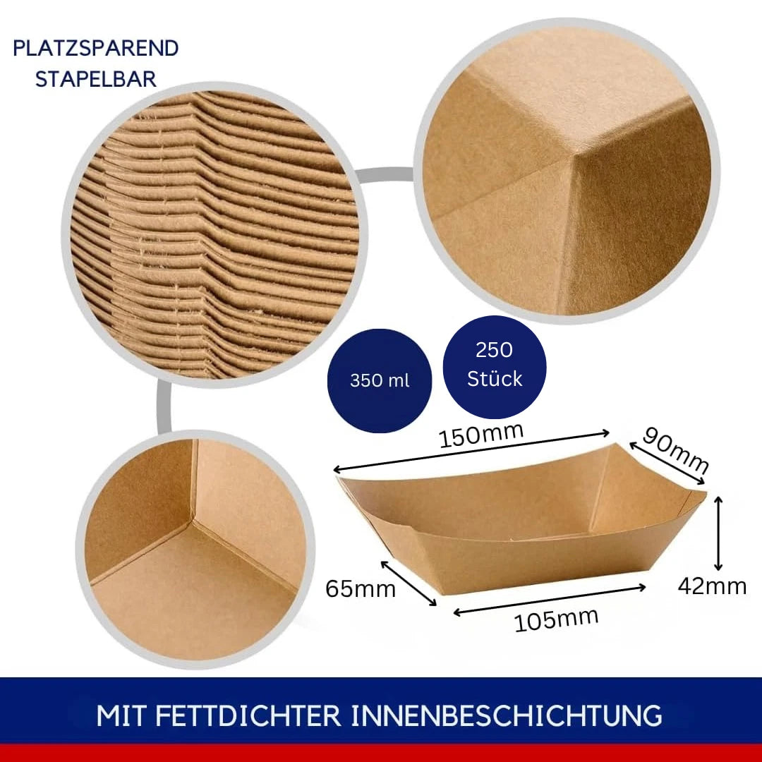 DeinPack Kraftpapier Snackschalen mit Beschichtung - diverse Größen