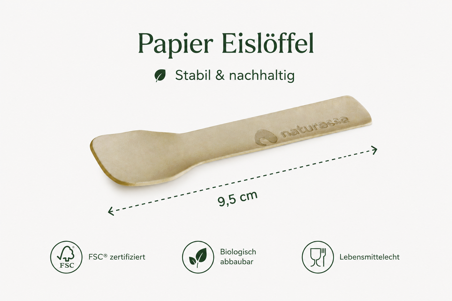 Einweg Eislöffel Papier 9,5 cm – stabil, geschmacksneutral