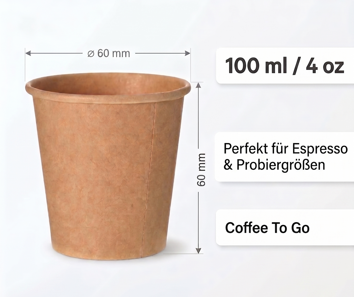 DeinPack Espressobecher 100 ml / 4 oz – Kraftpapier braun