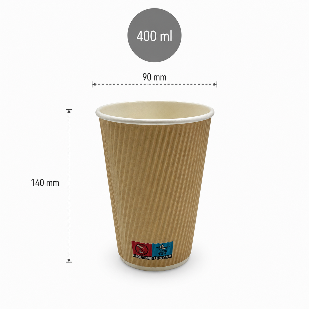 Riffelbecher doppelwandig braun – Kaffeebecher 100–400 ml