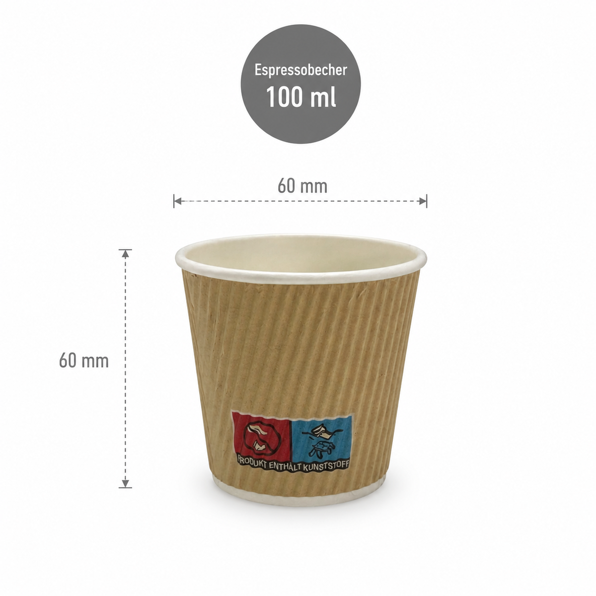Riffelbecher doppelwandig braun – Kaffeebecher 100–400 ml