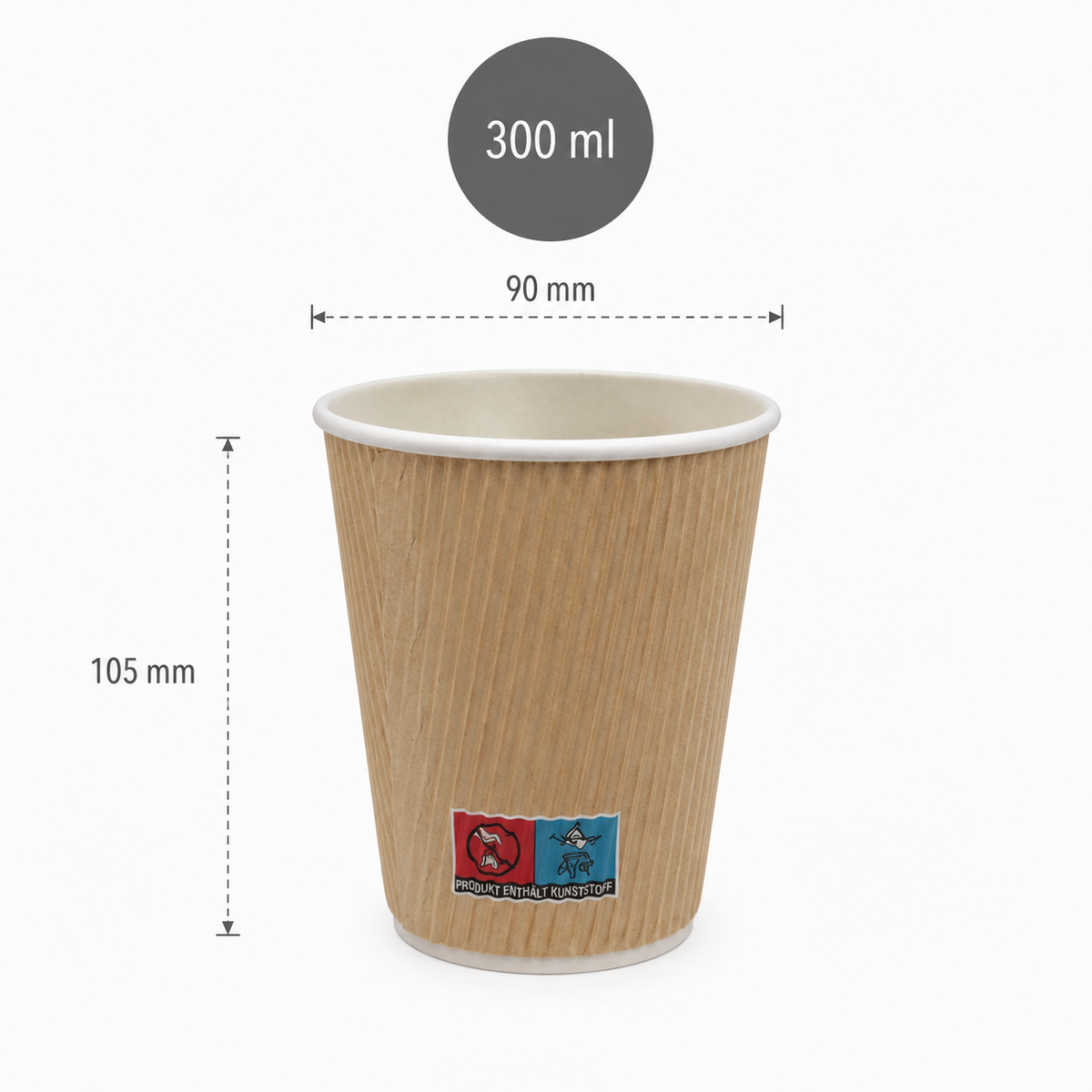 Riffelbecher doppelwandig braun – Kaffeebecher 100–400 ml