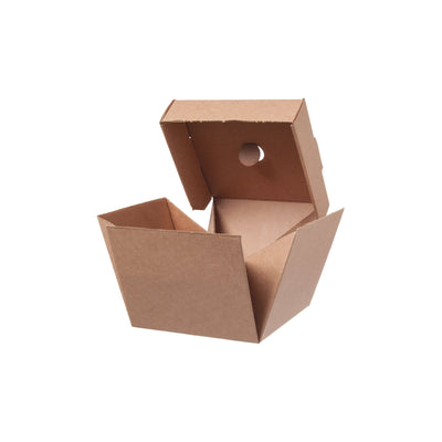 Burger-Box Karton mit Klappdeckel braun 12x12x10cm, 100 Stück