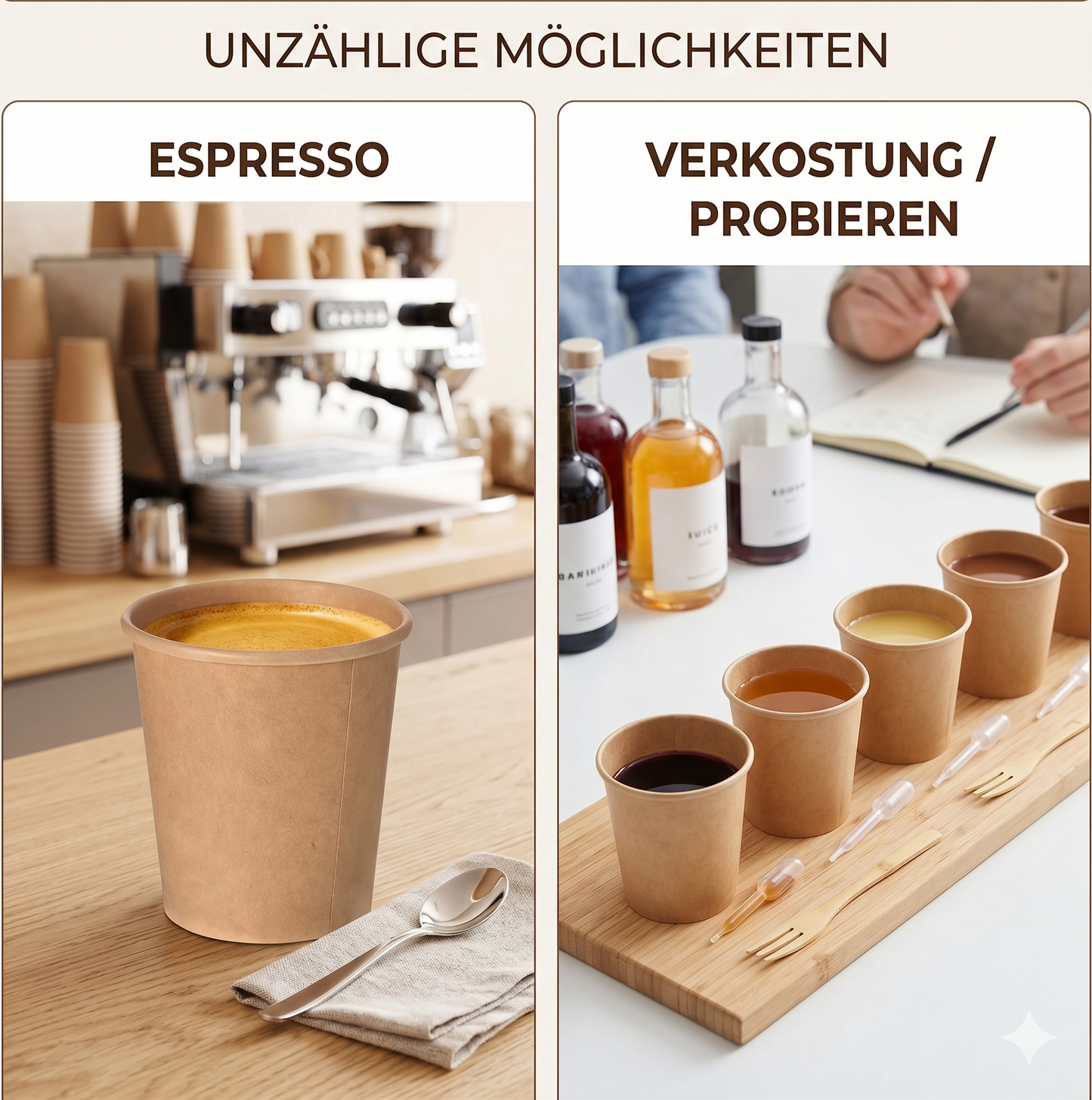 DeinPack Espressobecher 100 ml / 4 oz – Kraftpapier braun