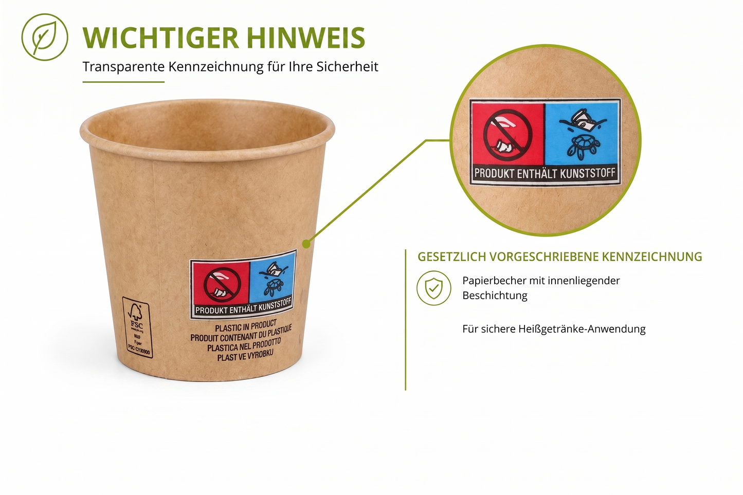 DeinPack Espressobecher 100 ml / 4 oz – Kraftpapier braun