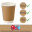 Kaffeebecher braun unlaminiert - Doppelwandige Isolierte Pappbecher 200ml / 8 oz Ø 80 mm - plastikfrei