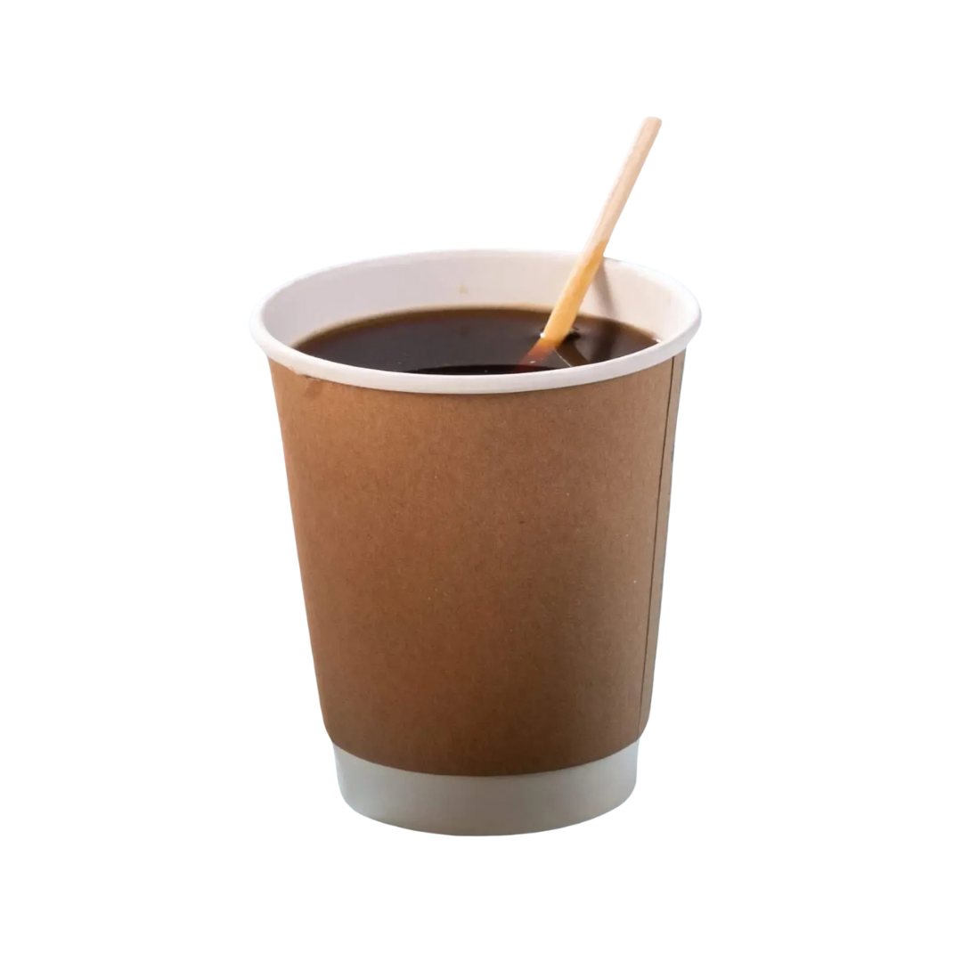 Kaffeebecher braun unlaminiert - Doppelwandige Isolierte Pappbecher 200ml / 8 oz Ø 80 mm - plastikfrei