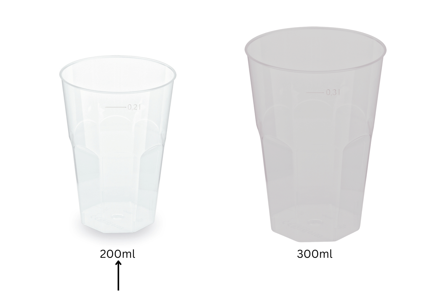 Cocktail Mehrwegbecher PP transparent, leichter Mehrweg-Trinkbecher, Hartplastik - 0,2l