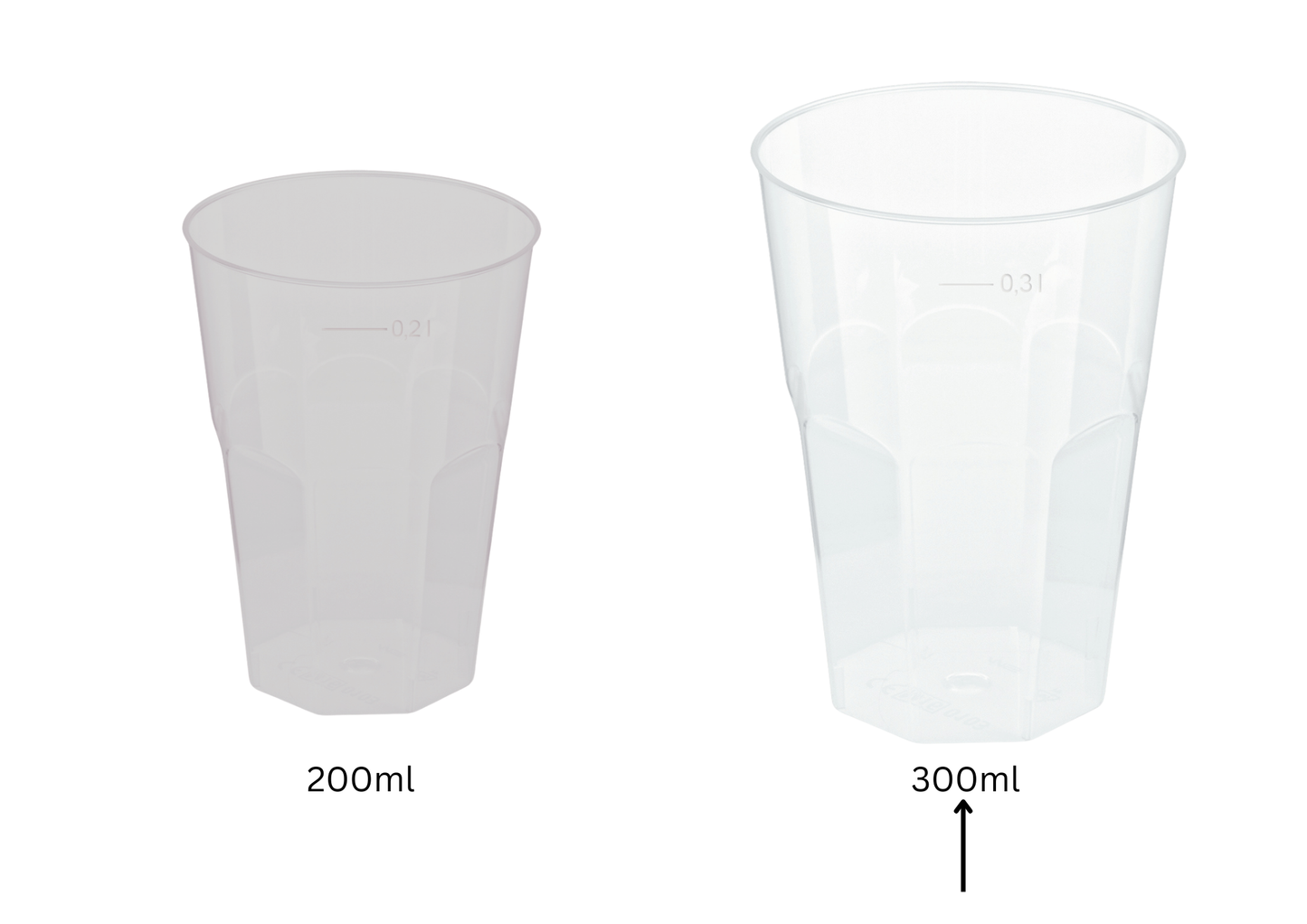 Cocktail Mehrwegbecher PP transparent, leichter Mehrweg-Trinkbecher, Hartplastik - 0,3l