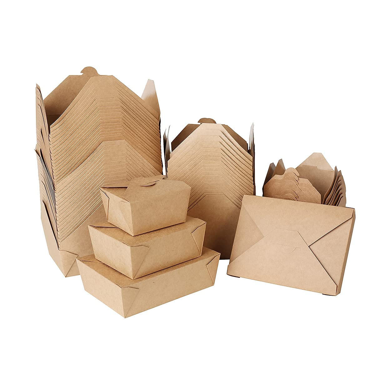 Take-Out-Box 1600ml, Kraft-Karton, braun, 200x140x65mm, 200 Stück