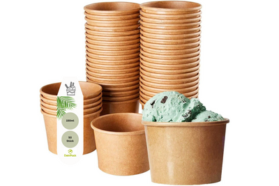 Eisbecher Papp-Becher, 150ml, kraft-braun, Ø85x52mm, 50 Stück