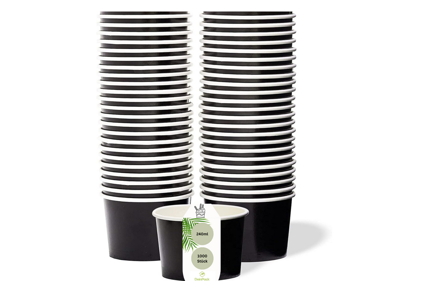 Eisbecher Papp-Becher, 240ml, Pappe-schwarz, Ø92x55mm, 1000 Stück
