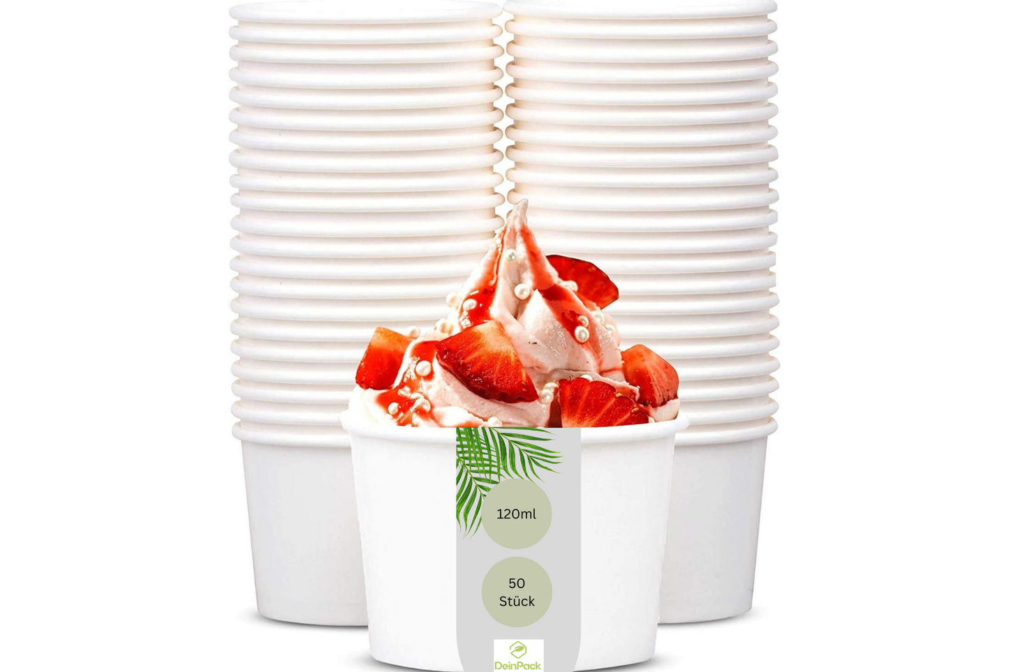Eisbecher Papp-Becher, 120ml, Pappe-weiß, Ø78x51mm, 50 Stück
