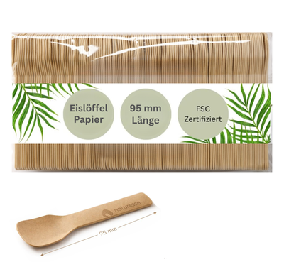 Einweg Eislöffel Papier 9,5 cm – stabil, geschmacksneutral