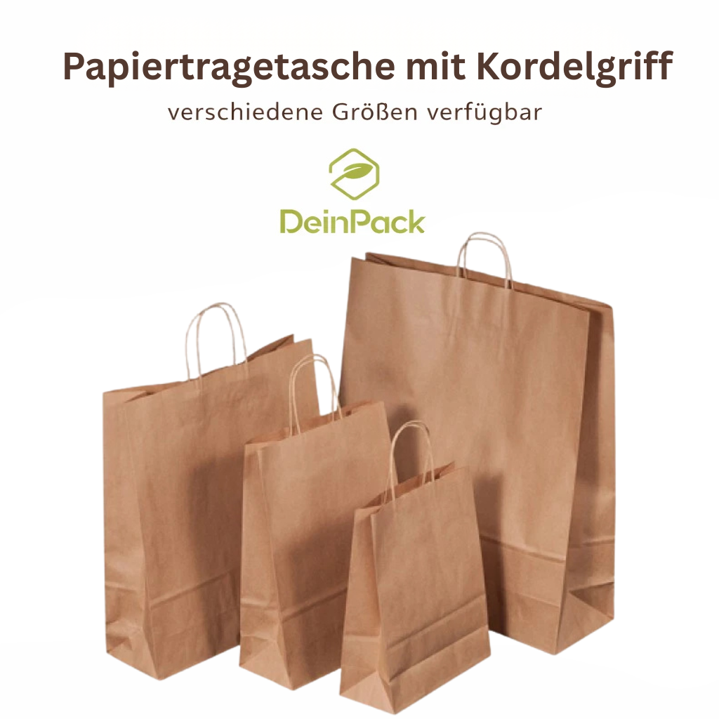 Umweltschonende Papier Tragetaschen mit Kordelgriff | div. Größen