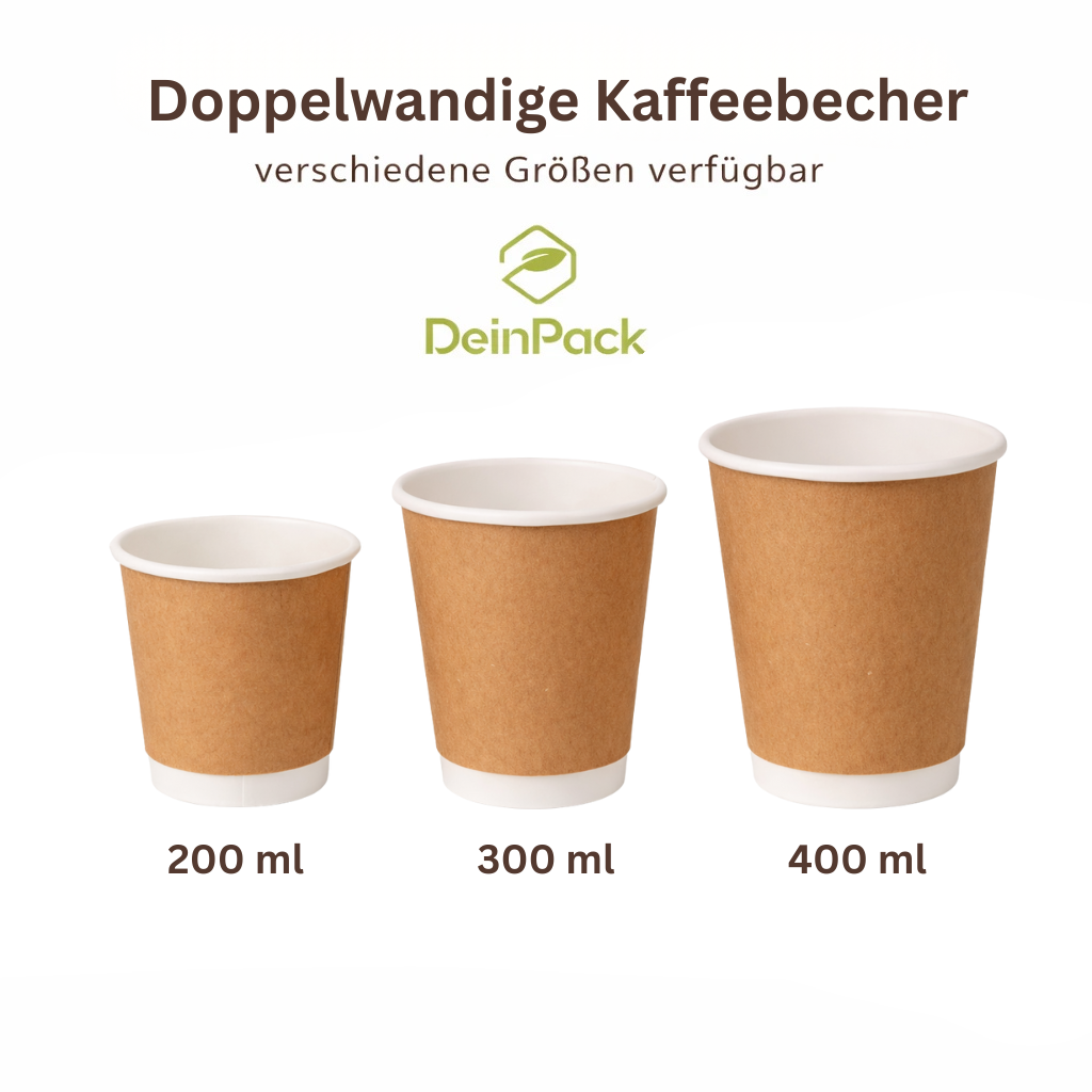 Kaffeebecher Kraftpapier doppelwandig – plastikfrei | diverse Größen