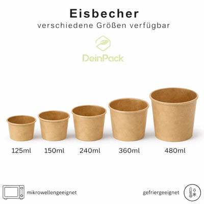 Eisbecher braun I Universal Karton | Einwegschalen für EIS