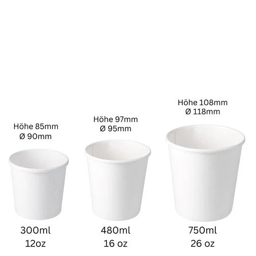 Suppenbecher to Go mit Deckel weiß | Einwegbecher | div. Größen